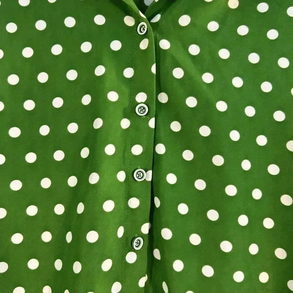 Susan Graver Women’s Green/White Polka Dot Blouse Size Large - Picture 4 of 5